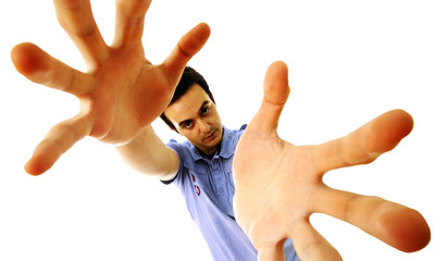 Man reaching something