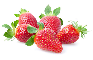 ripe strawberries on a white background