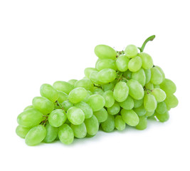 bunch of green grapes isolated on white background.