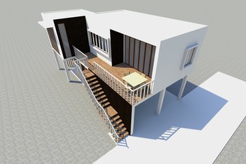 Fototapeta na wymiar 3d Modern house rendered