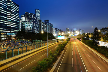 Fototapeta na wymiar light trails in mega city highway