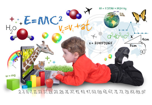 Young Boy on Laptop Computer Learning