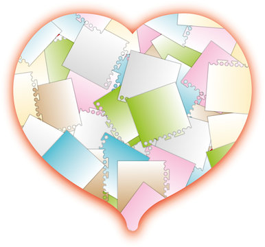 Many document and pad in heart pattern.