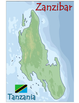 Zanzibar Africa Tanzania Map Flag Emblem