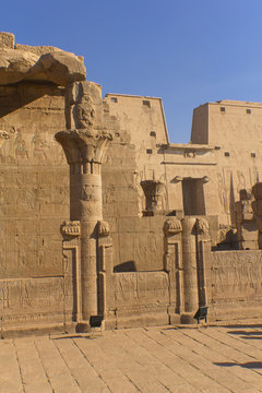 General view of the temple of Horus (Edfu, Egypt). Vertically.