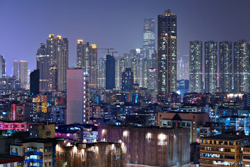 building at night in Hong Kong