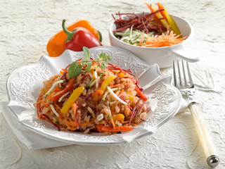 risotto with mixed sliced vegetable, healthy food