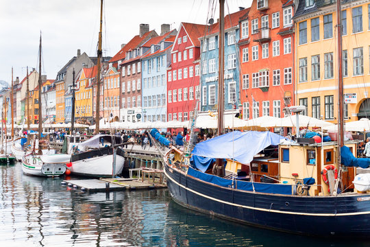 Nyhavn  waterfront, canal  in Copenhagen