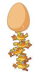 chick tower balancing an egg
