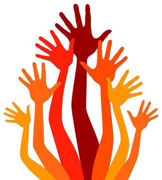Happy hands and arms vector.