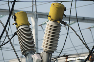 High-voltage wires and transformers