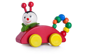 a small toy car color in the form of caterpillars