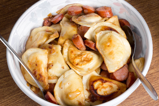 Polish Pierogi And Kielbasa Meal