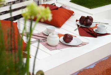 apples on the white deck