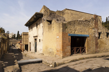 Street in buried city of Herculaneum Italy © quasarphotos