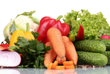 Fresh vegetables isolated on white