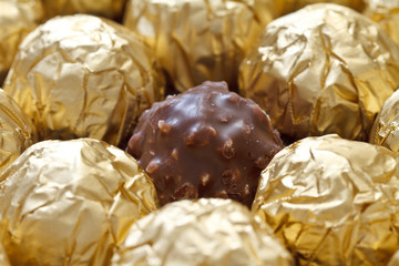 close-up on chocolate candies