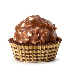 chocolate candy over white background