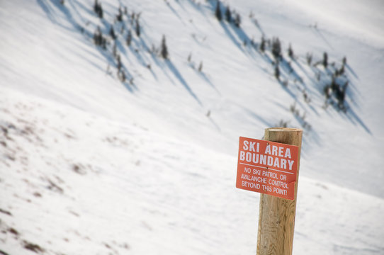 A Sign Warning of the End of the Ski Area Boundary