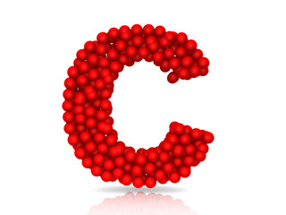 Shape of letter C made from 3d spheres