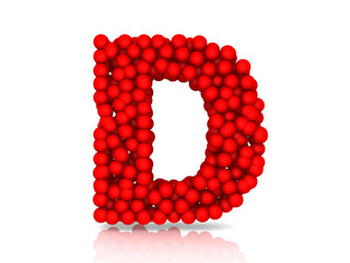 Shape of letter D made from 3d spheres