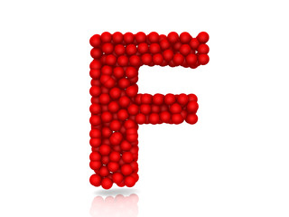 Shape of letter F made from 3d spheres