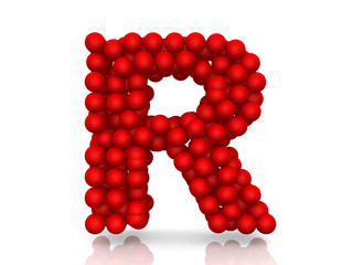 Shape of letter R made from 3d spheres