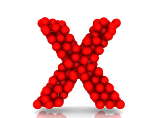 Shape of letter X made from 3d spheres