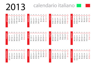 Calendario italiano 2013 rosso # Vettoriale