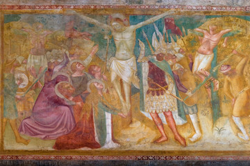 Fototapeta na wymiar Abbazia di Pomposa, affresco della crocifissione