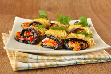 Eggplant rolls stuffed with cheese