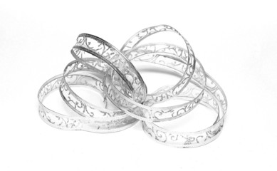 silver ribbon serpentine on a white background