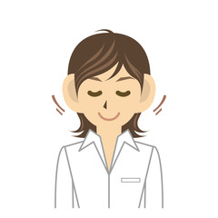 シャツ女性 B 表情3 聞く