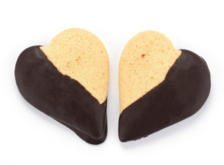 Biscotto a forma di cuore con cioccolato