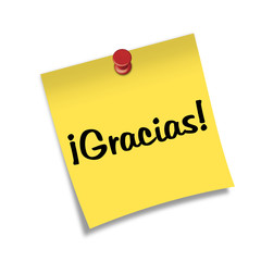 Post-it con chincheta texto ¡Gracias!
