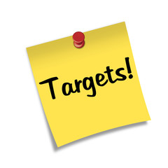 Post-it con chincheta texto Targets!