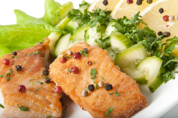 Fish dish - grilled salmon with vegetables