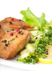 Fish dish - grilled salmon with vegetables