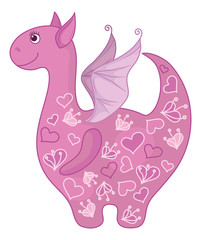 Dragon with valentine hearts
