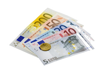 Euro Geldscheine Banknoten und Münzen