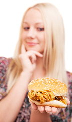 woman with a hamburger