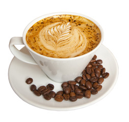 Cup of espresso coffee with a pattern on the foam