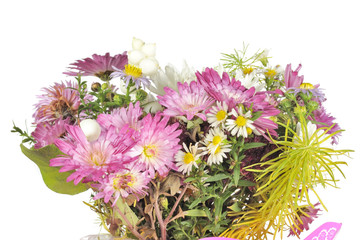 Bouquet of Autumn Flowers on White Background