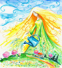 Obraz na płótnie Canvas Wiosna akwarela malowana