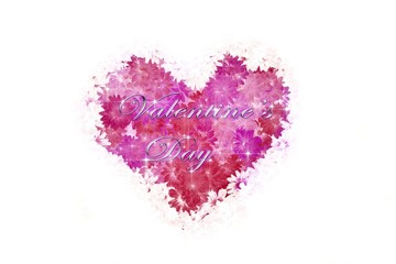 Heart made with flowers_White background_Valentine's Day