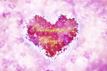 Fototapeta premium Heart made with flowers_Hearts background_Valentine's Day