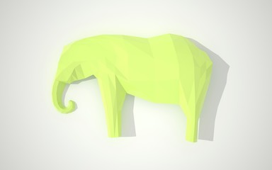 green origami elephant