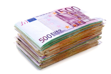 Pile of euro banknotes