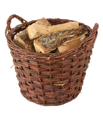 Runder Korb mit Brennholz