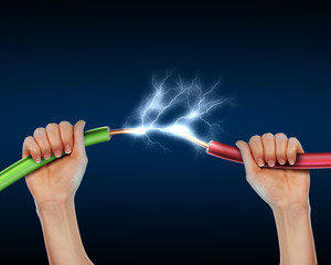 Electric cord with electricity sparkls